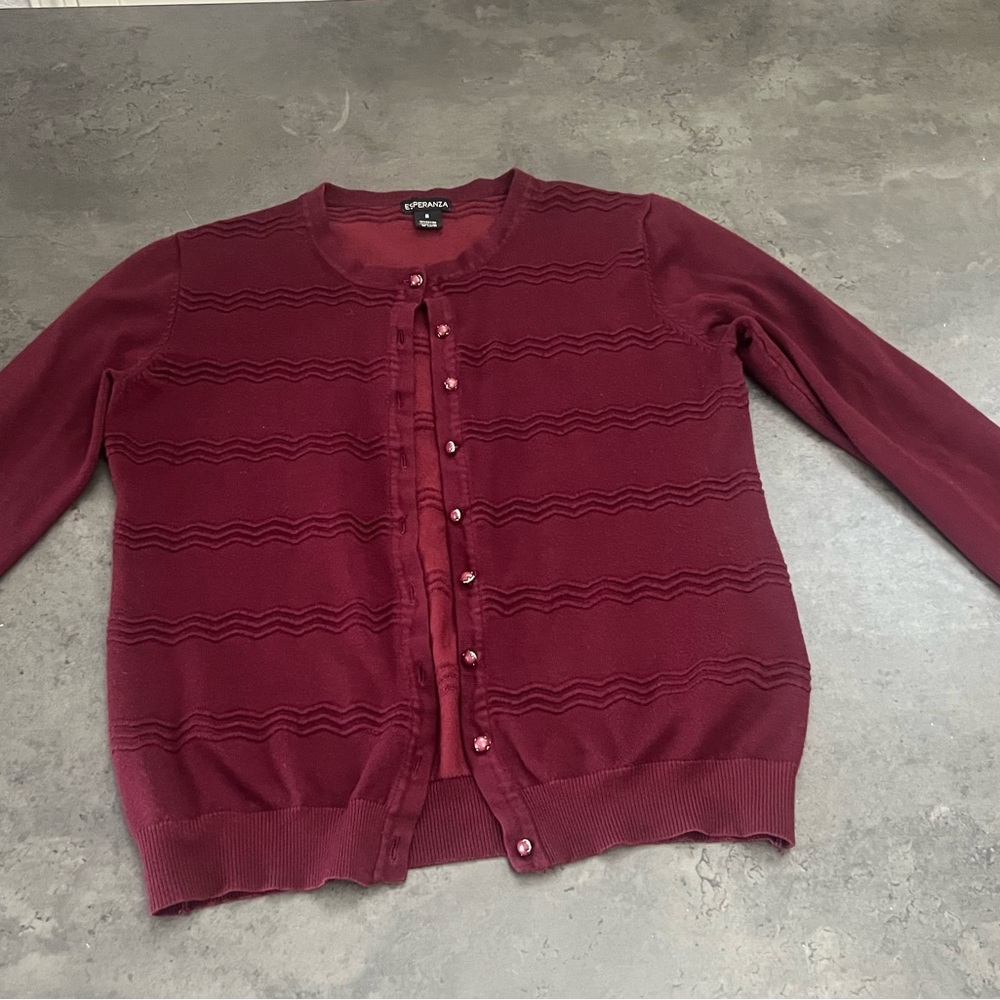 4/$10 Chic Burgundy Cardigan Sweater